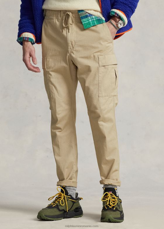 bej de coastă bărbați Ralph Lauren pantalon cargo stretch slim fit din twill 046888432