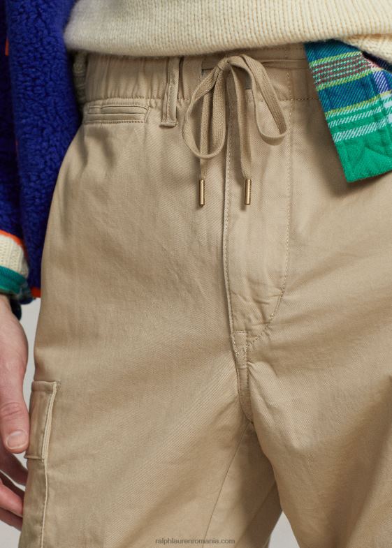 bej de coastă bărbați Ralph Lauren pantalon cargo stretch slim fit din twill 046888432