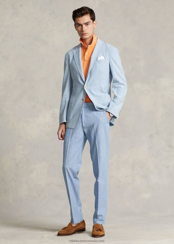 cambray bărbați Ralph Lauren pantalon de costum din chambray 046888617