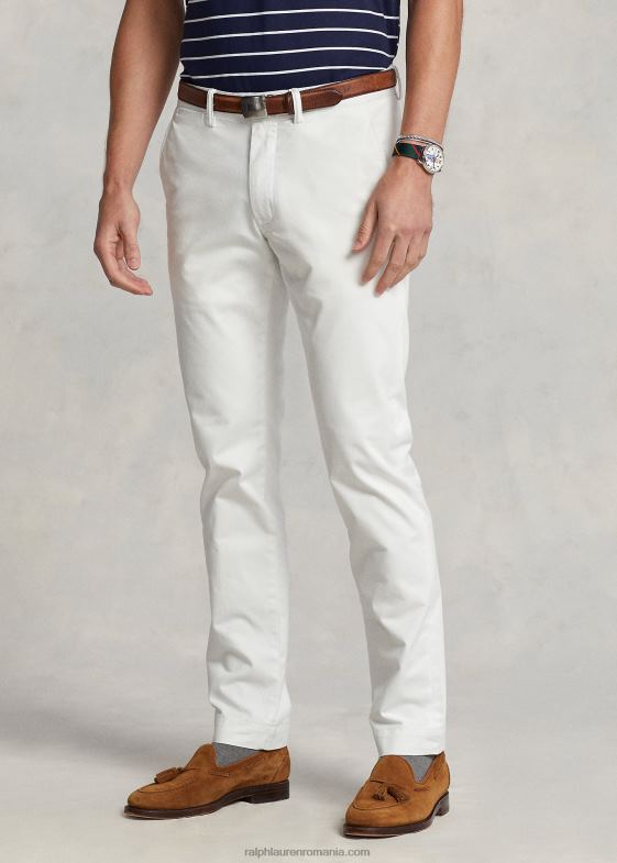 deckwash alb bărbați Ralph Lauren pantaloni chino stretch spălați, toate se potrivesc 046888386