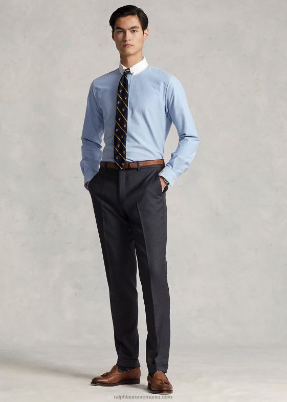 gri mediu bărbați Ralph Lauren pantalon slim din twill de lână 04688735