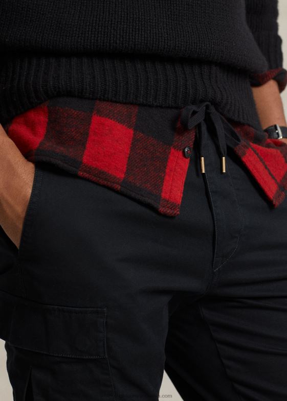 negru bărbați Ralph Lauren pantalon cargo stretch slim fit din twill 046888431