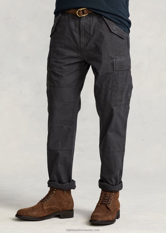 pietriș negru bărbați Ralph Lauren pantalon cargo de pânză cu potrivire clasică 046888396