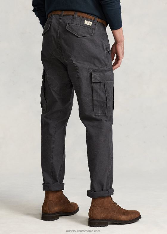 pietriș negru bărbați Ralph Lauren pantalon cargo de pânză cu potrivire clasică 046888396