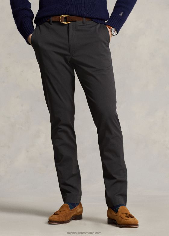 pietriș negru bărbați Ralph Lauren pantalon chino stretch cu ajustare dreaptă 04688739
