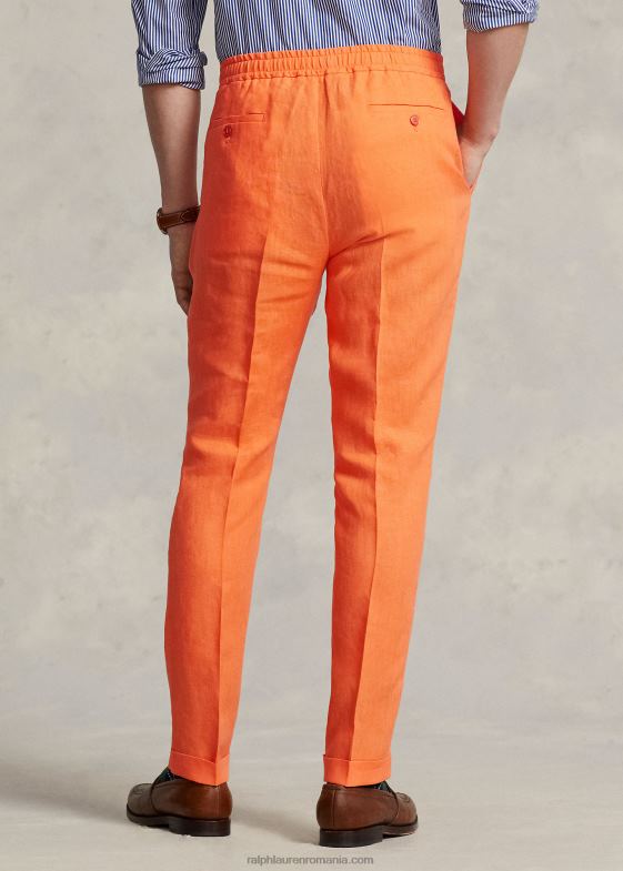portocaliu optic bărbați Ralph Lauren pantalon de in pliat 046881267