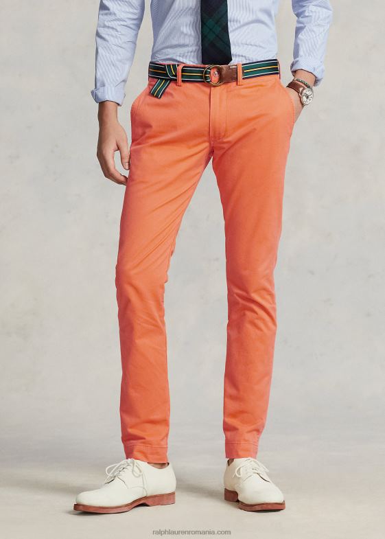 portocaliu optic bărbați Ralph Lauren pantaloni chino stretch spălați, toate se potrivesc 046888391