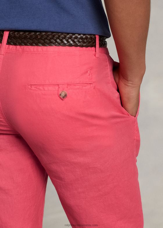 roșu pal bărbați Ralph Lauren pantalon de in-bumbac cu ajustare dreaptă 04688481