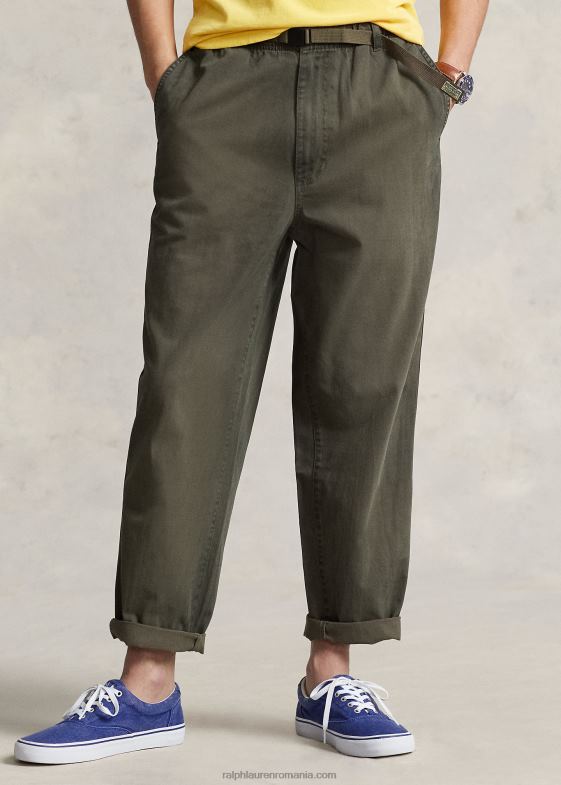 salvie întunecată bărbați Ralph Lauren pantaloni de drumeție din twill cu potrivire relaxată 04688815
