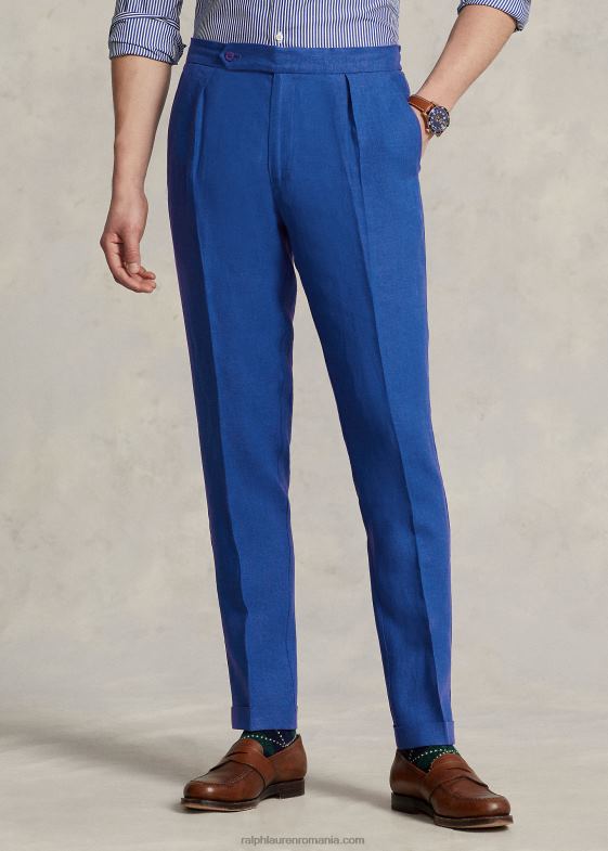 stea de safir bărbați Ralph Lauren pantalon de in pliat 046881268