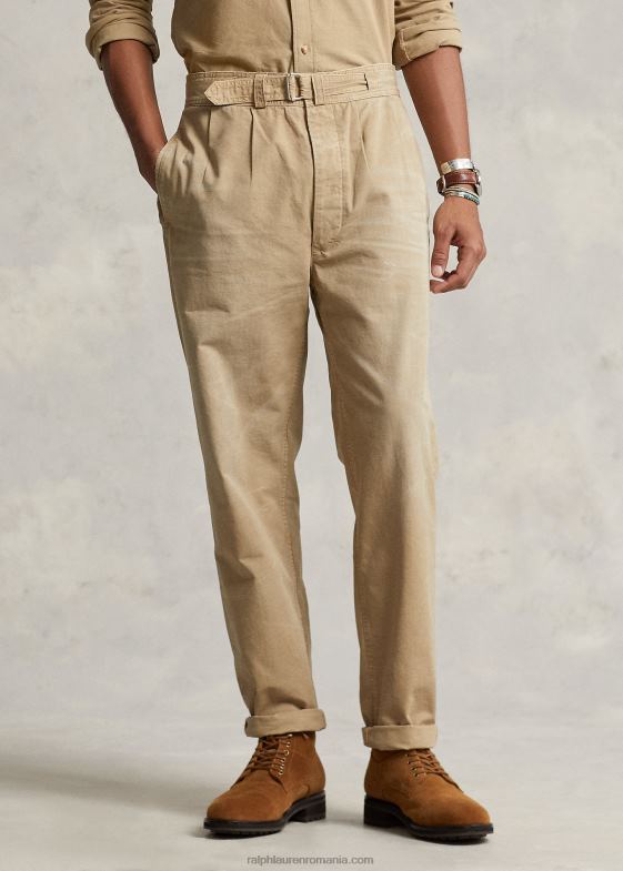 surrey bronz bărbați Ralph Lauren pantaloni de pânză cu pliuri, în formă relaxată 046881048
