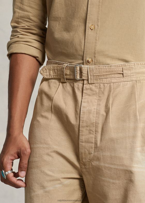 surrey bronz bărbați Ralph Lauren pantaloni de pânză cu pliuri, în formă relaxată 046881048