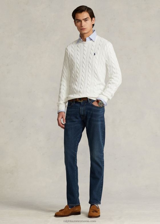 alb bărbați Ralph Lauren pulover din bumbac tricot cablu 046888413
