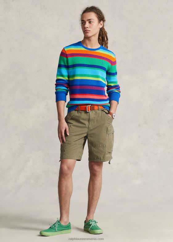 bărbați Ralph Lauren pulover din bumbac cu decolteu în dungi 04688888