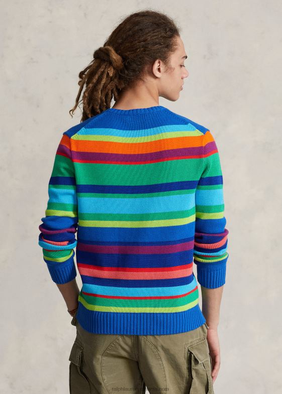 bărbați Ralph Lauren pulover din bumbac cu decolteu în dungi 04688888