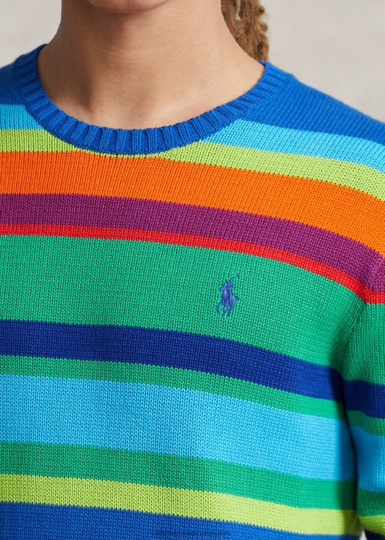 bărbați Ralph Lauren pulover din bumbac cu decolteu în dungi 04688888