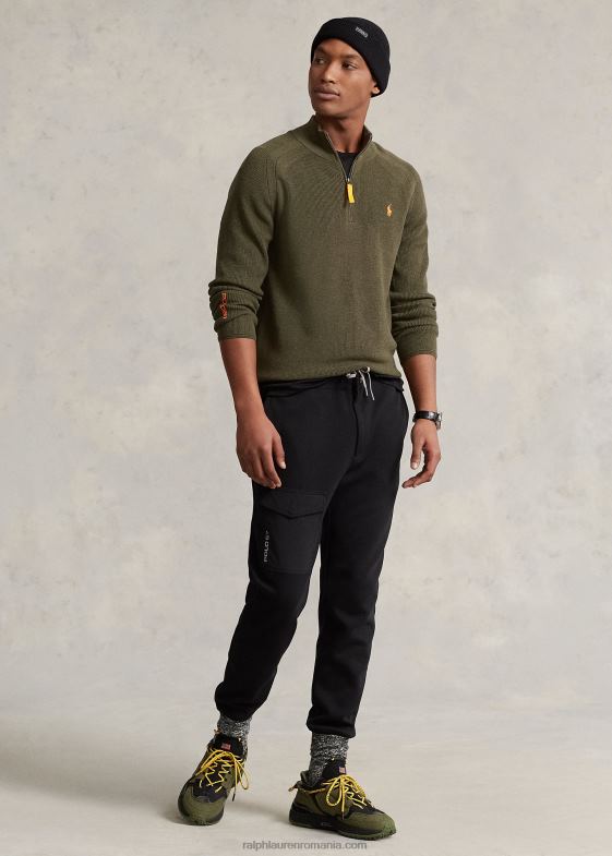 baldachin măslin heather bărbați Ralph Lauren pulover performant cu fermoar sfert 046888589