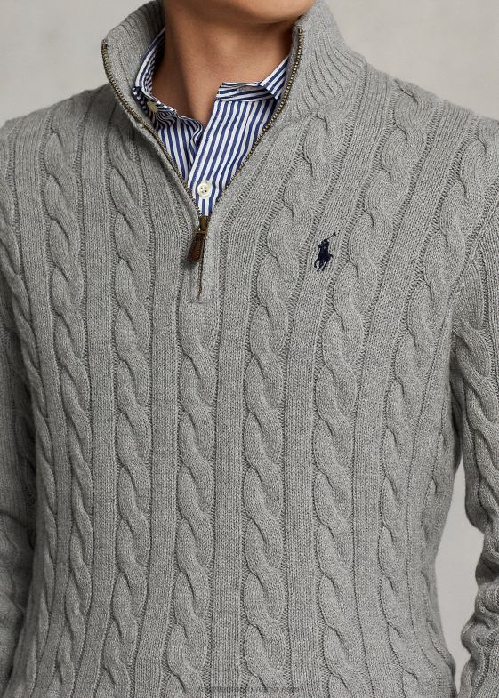 căpriu cenuşiu erica bărbați Ralph Lauren pulover din bumbac tricot cablu 046881132