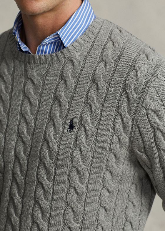 căpriu cenuşiu erica bărbați Ralph Lauren pulover din bumbac tricot cablu 046888414