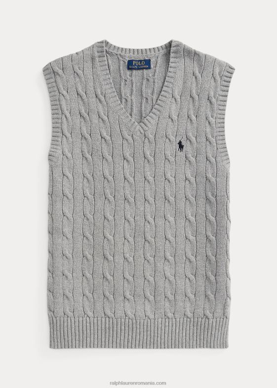 căpriu cenuşiu erica bărbați Ralph Lauren vesta pulover din bumbac tricot cablu 04688505