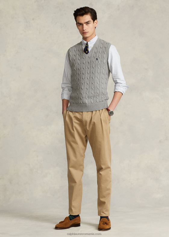 căpriu cenuşiu erica bărbați Ralph Lauren vesta pulover din bumbac tricot cablu 04688505
