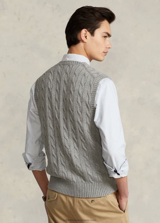 căpriu cenuşiu erica bărbați Ralph Lauren vesta pulover din bumbac tricot cablu 04688505