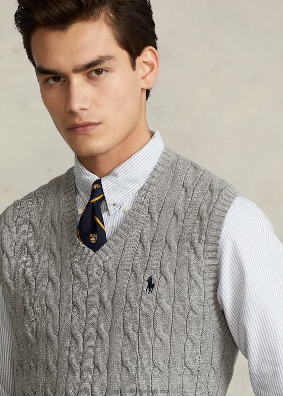 căpriu cenuşiu erica bărbați Ralph Lauren vesta pulover din bumbac tricot cablu 04688505