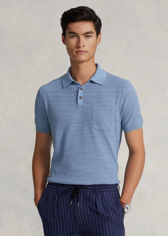 canal albastru bărbați Ralph Lauren pulover cu guler polo din bumbac-in 04688405