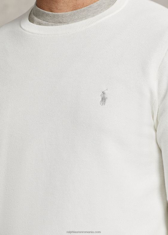 deckwash alb bărbați Ralph Lauren pulover din bumbac din tricot plasă 046881894