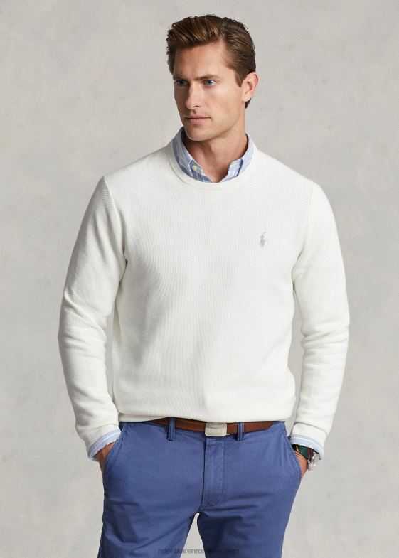 deckwash alb bărbați Ralph Lauren pulover din bumbac din tricot plasă 04688672