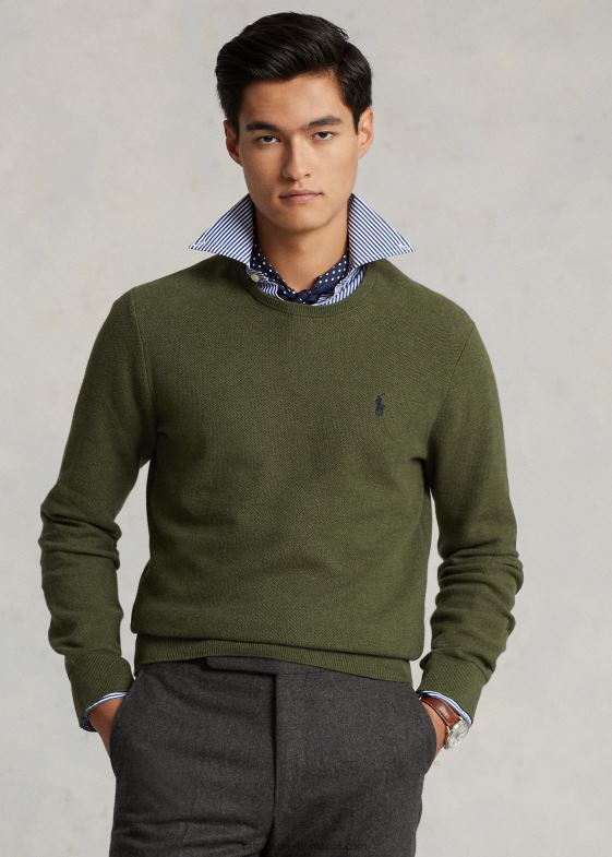 erica clasică de măsline bărbați Ralph Lauren pulover din bumbac din tricot plasă 04688669
