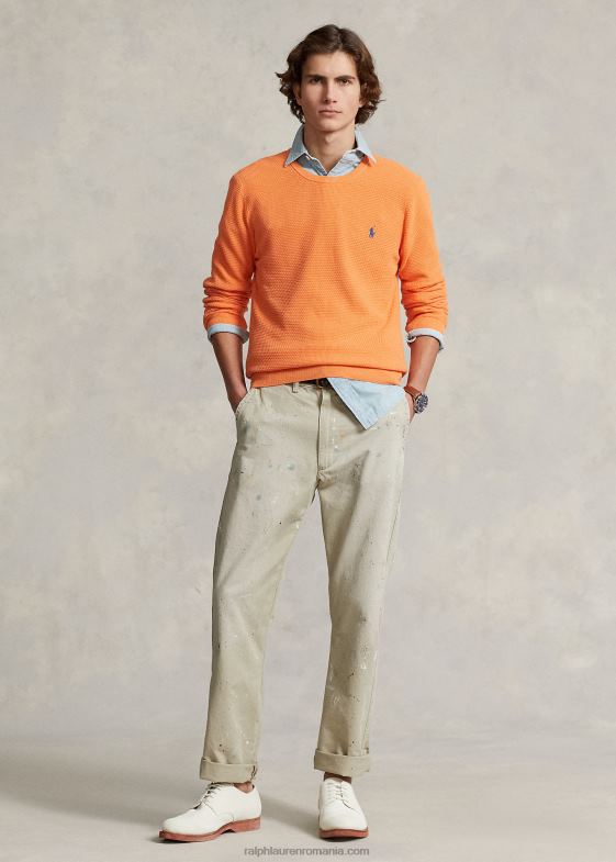 erica clasică de piersici bărbați Ralph Lauren pulover din bumbac texturat cu decolteu 04688644