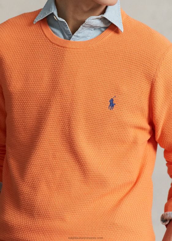erica clasică de piersici bărbați Ralph Lauren pulover din bumbac texturat cu decolteu 04688644