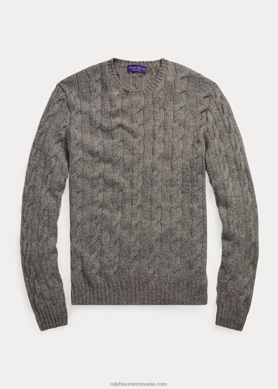 erica gri deschis bărbați Ralph Lauren pulover din cașmir din tricot cablu 0468884