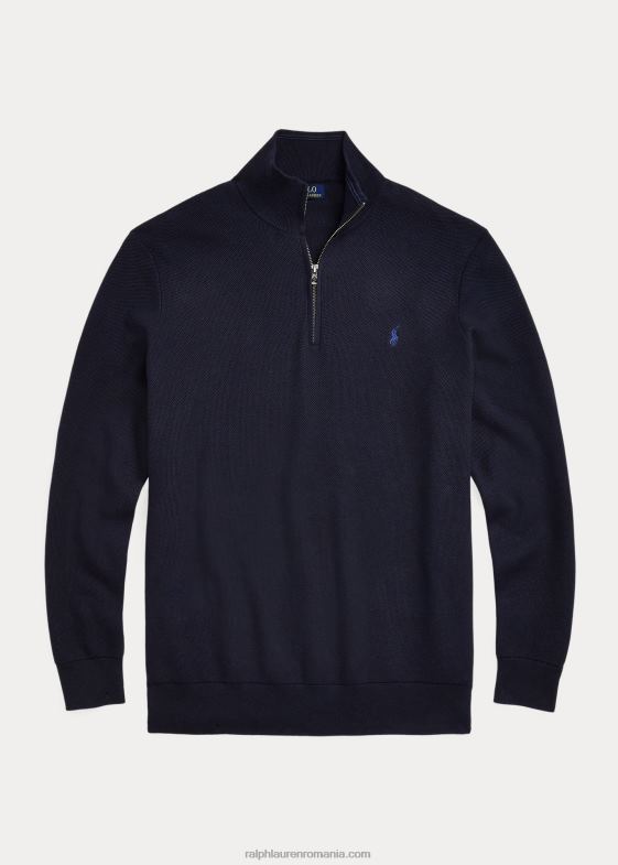 erica marinei bărbați Ralph Lauren Pulover cu fermoar sfert din bumbac din tricot plasă 046881914