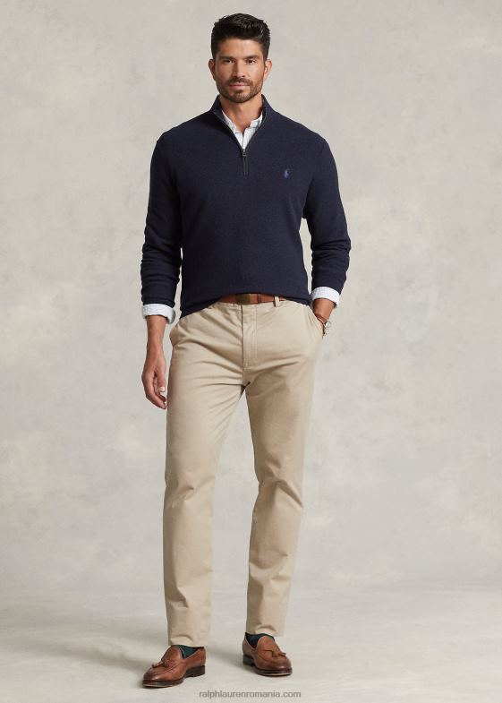 erica marinei bărbați Ralph Lauren Pulover cu fermoar sfert din bumbac din tricot plasă 046881914