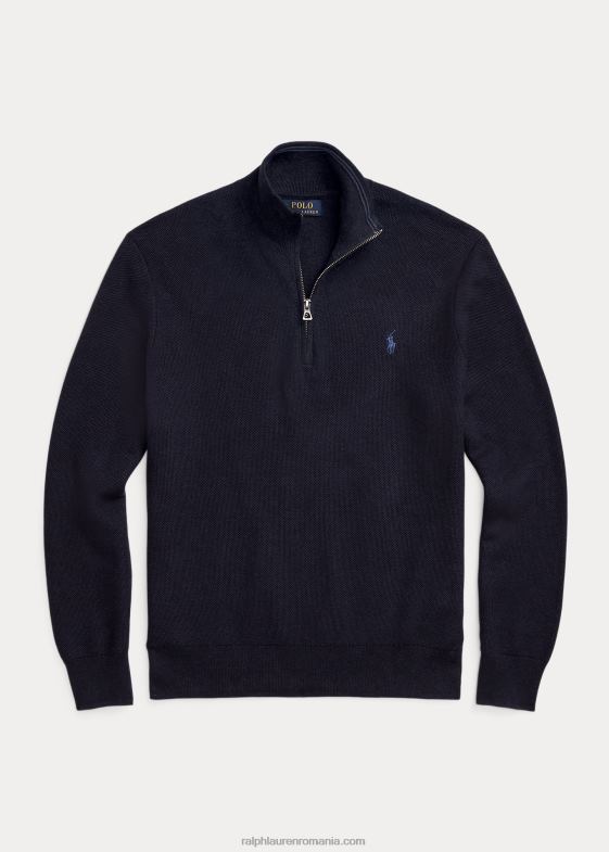 erica marinei bărbați Ralph Lauren Pulover cu fermoar sfert din bumbac din tricot plasă 04688509