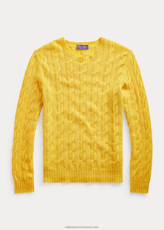 galben lămâie clasic bărbați Ralph Lauren pulover din cașmir din tricot cablu 0468878