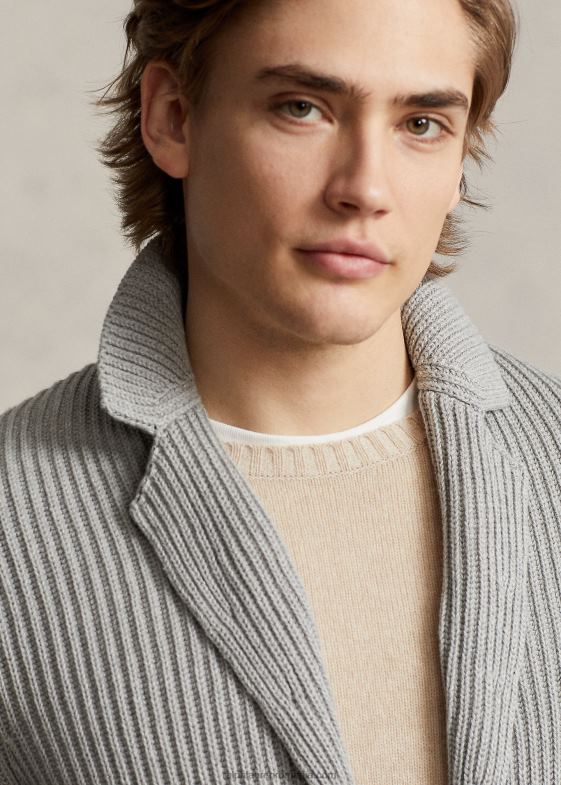 gri bărbați Ralph Lauren cardigan blazer din bumbac-casmir 046881236