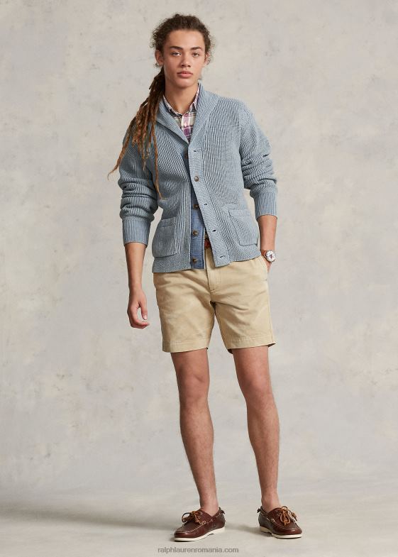 indigo multi bărbați Ralph Lauren cardigan șal din bumbac învechit 046881100