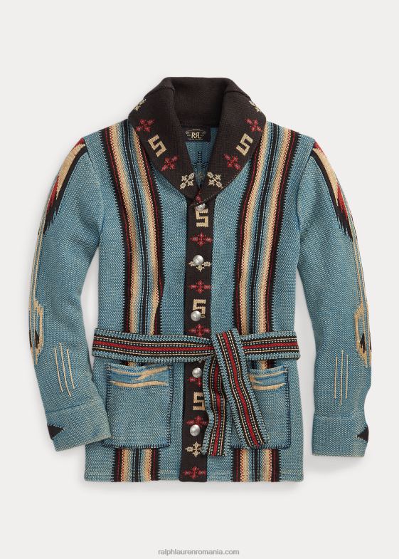 indigo multi bărbați Ralph Lauren cardigan ranch din amestec de bumbac 046881780