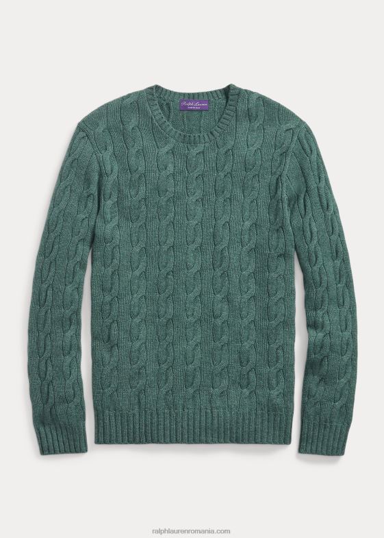 isla blue melange bărbați Ralph Lauren pulover din cașmir din tricot cablu 0468882