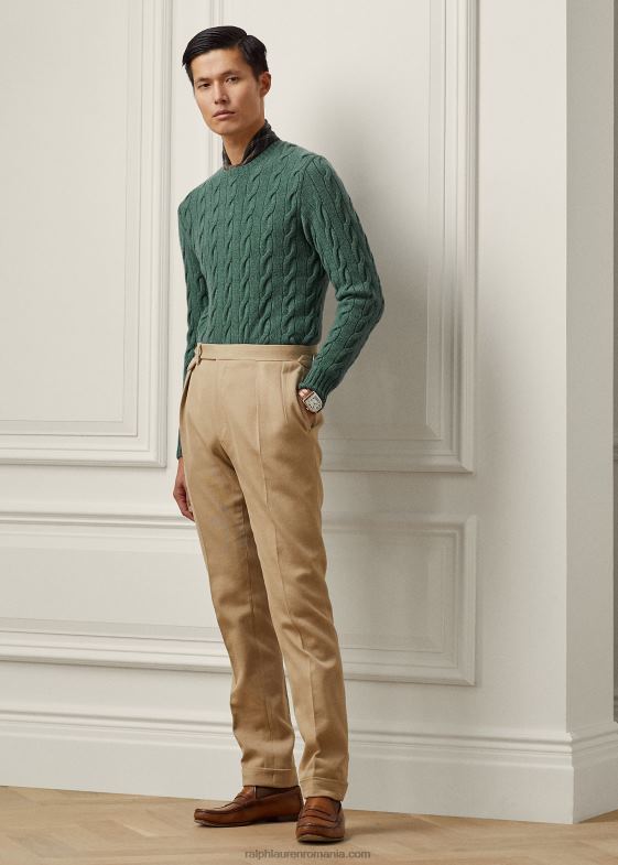 isla blue melange bărbați Ralph Lauren pulover din cașmir din tricot cablu 0468882