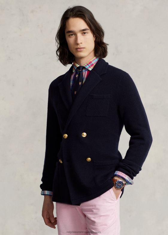 marina aviator bărbați Ralph Lauren cardigan blazer din cașmir 046881035