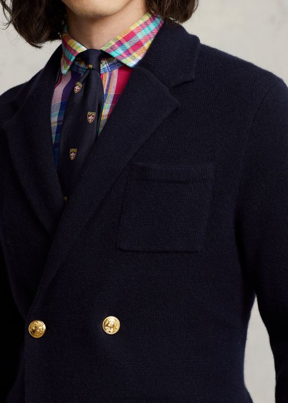 marina aviator bărbați Ralph Lauren cardigan blazer din cașmir 046881035