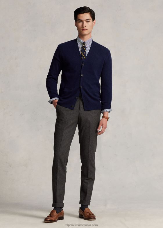 marina de vânători bărbați Ralph Lauren cardigan cu decolteu în V din cașmir lavabil 046888586