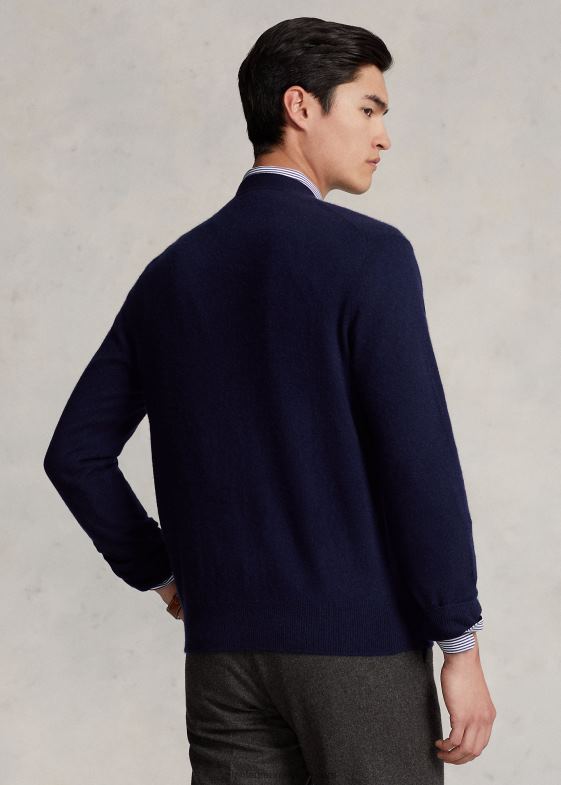 marina de vânători bărbați Ralph Lauren cardigan cu decolteu în V din cașmir lavabil 046888586