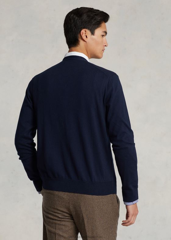 marina de vânători bărbați Ralph Lauren cardigan din bumbac cu decolteu în V 04688394