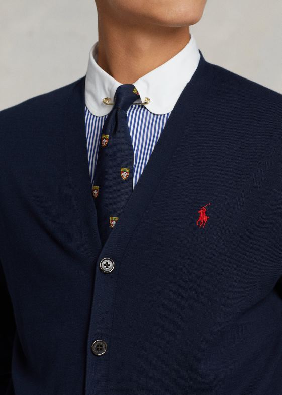 marina de vânători bărbați Ralph Lauren cardigan din bumbac cu decolteu în V 04688394