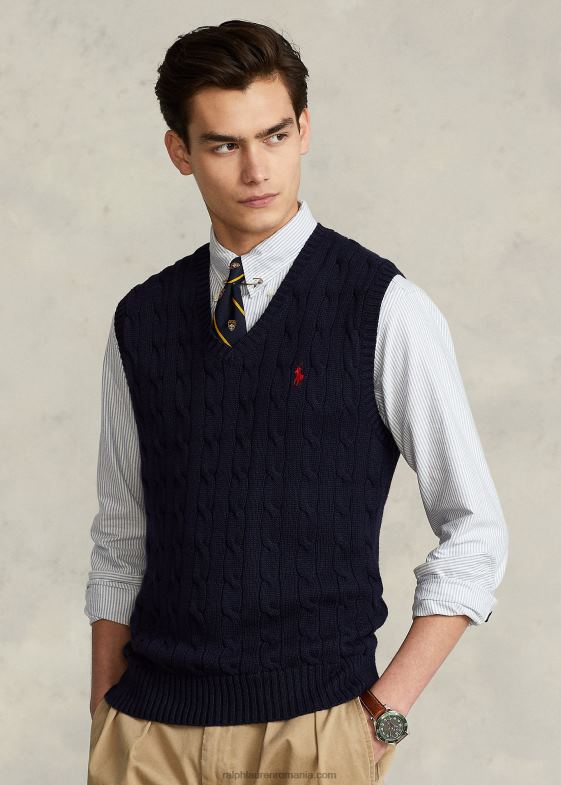 marina de vânători bărbați Ralph Lauren vesta pulover din bumbac tricot cablu 04688506
